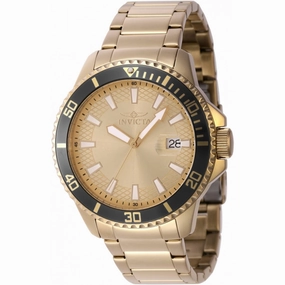 Invicta Men's Watch - Pro Diver Quartz Date Black/Gold Tone Bezel Bracelet | 46140