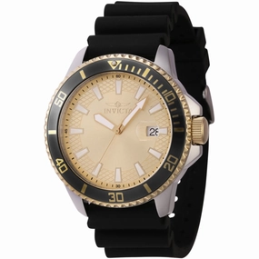Invicta Men's Watch - Pro Diver Quartz Date Gold Tone Dial Silicone Strap | 46135