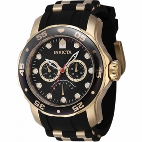 Invicta Men's Watch - Pro Diver Quartz Day-Date Black and Yellow Gold Strap | 46964