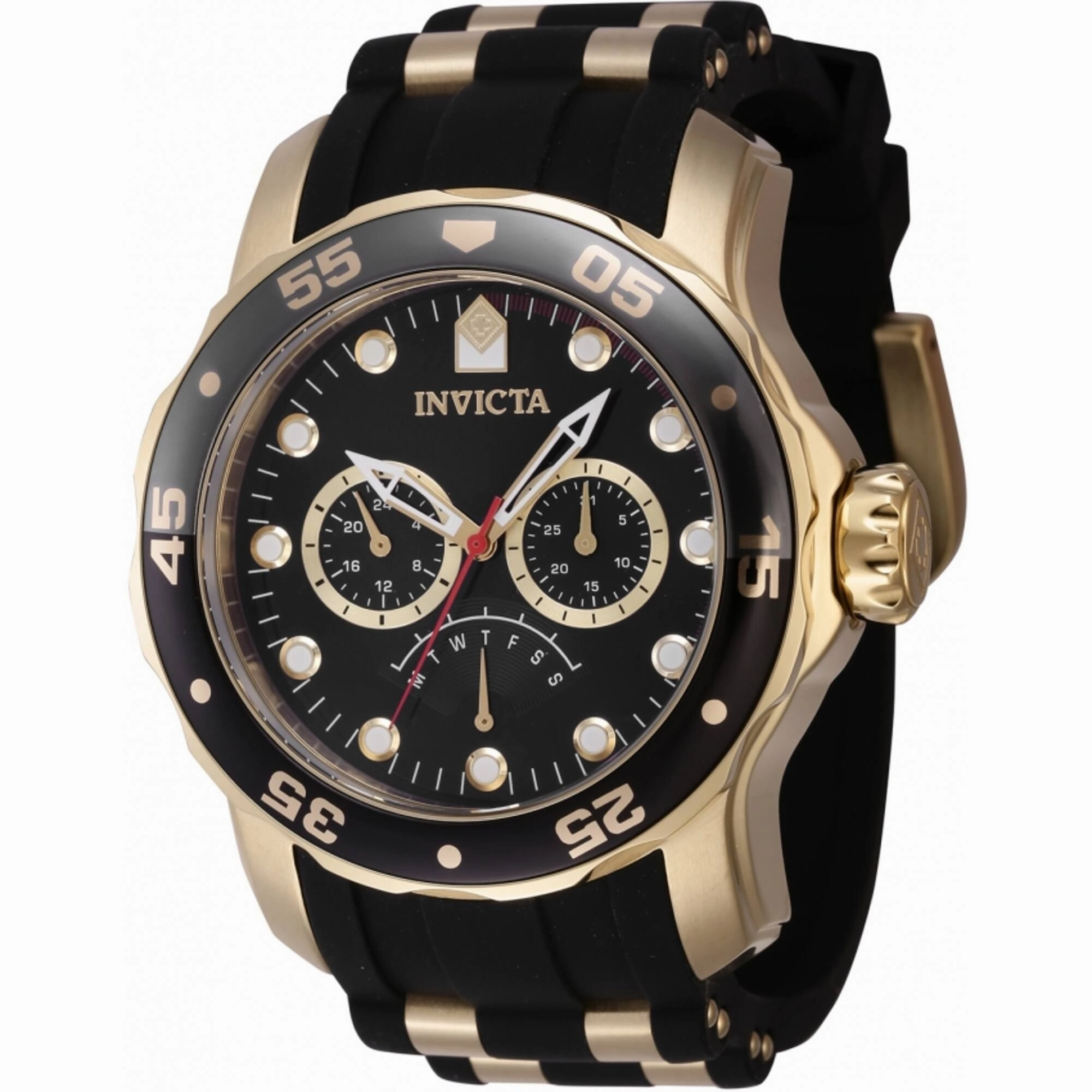 Invicta Men's Watch - Pro Diver Quartz Day-Date Black and Yellow Gold Strap | 46964
