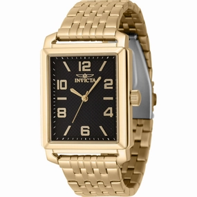 Invicta Men's Watch - Vintage Black Dial Yellow Gold Steel Bracelet Quartz | 46660