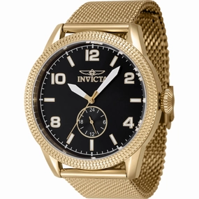 Invicta Men's Watch - Vintage Black Dial Yellow Gold Steel Bracelet Quartz | 47135