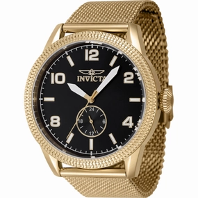 Invicta Men's Watch - Vintage Black Dial Yellow Gold Steel Bracelet Quartz | 47135
