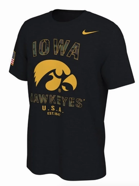 Iowa Hawkeyes Veterans Day Nike Sideline Black T-Shirt