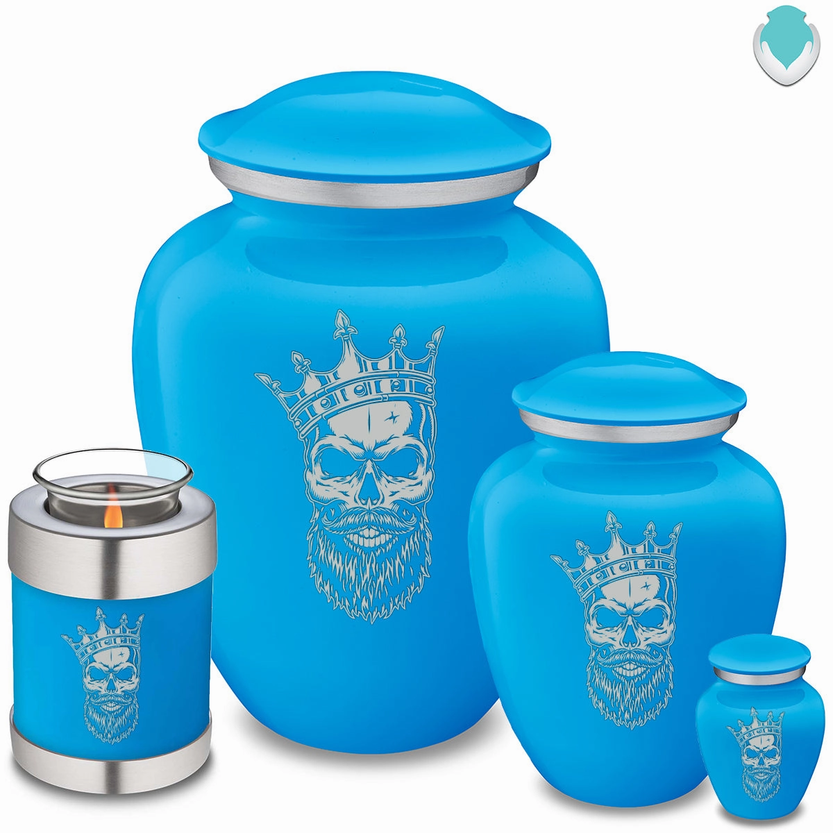 Keepsake Embrace Racing Blue Skull Cremation Urn