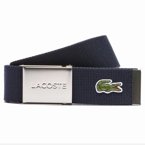 Lacoste Engraved Buckle Woven Fabric Golf Belt Navy - 23 Men