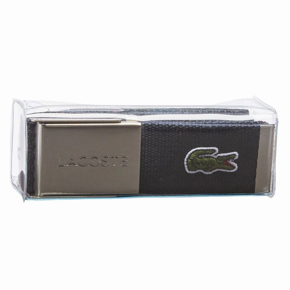 Lacoste Engraved Buckle Woven Fabric Golf Belt Navy - 23 Men