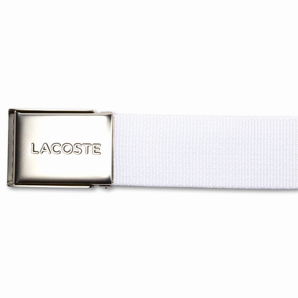 Lacoste Engraved Buckle Woven Fabric Golf Belt White - 23 Men