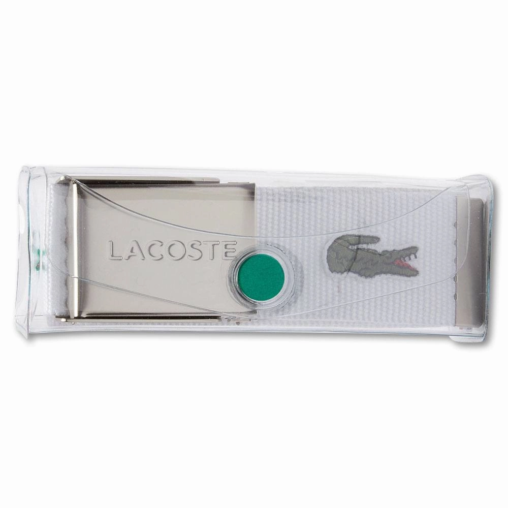 Lacoste Engraved Buckle Woven Fabric Golf Belt White - 23 Men
