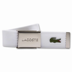 Lacoste Engraved Buckle Woven Fabric Golf Belt White - 23 Men