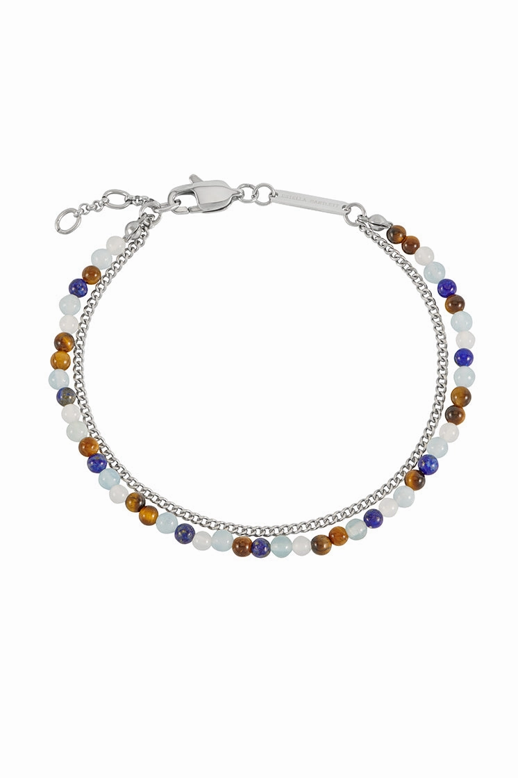 Men's Mixed Gemstone and Chain Duo Bracelet