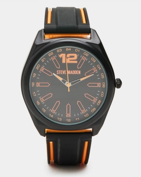 MEN'S SILICONE WATCH BLACK/ORANGE