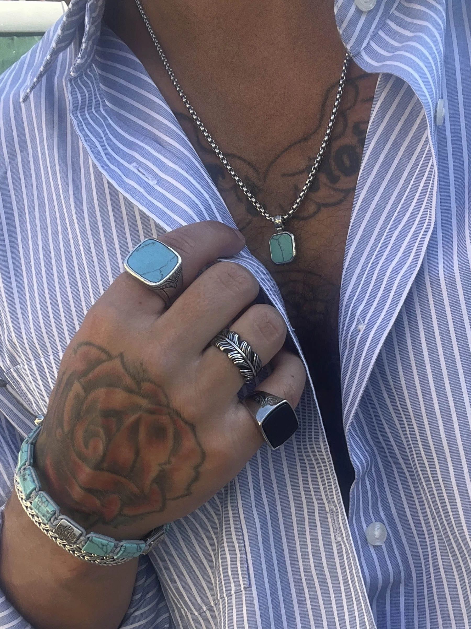 Men's Silver Feather Ring