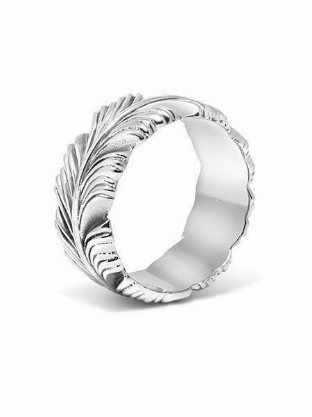Men's Silver Feather Ring