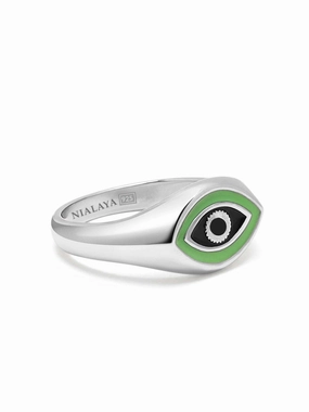 Men's Sterling Silver Evil Eye Signet Ring