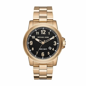 Michael Kors Paxton Black Dial Men's Gold Tone Watch MK8555