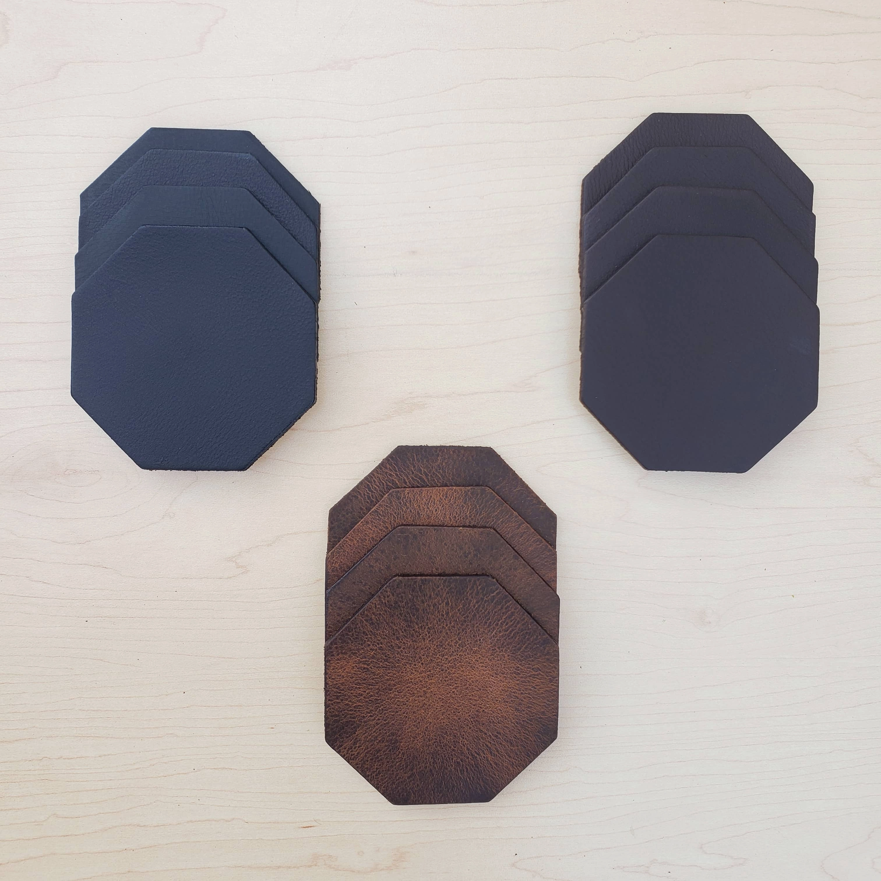 Octagon Leather Coasters - Made in Canada