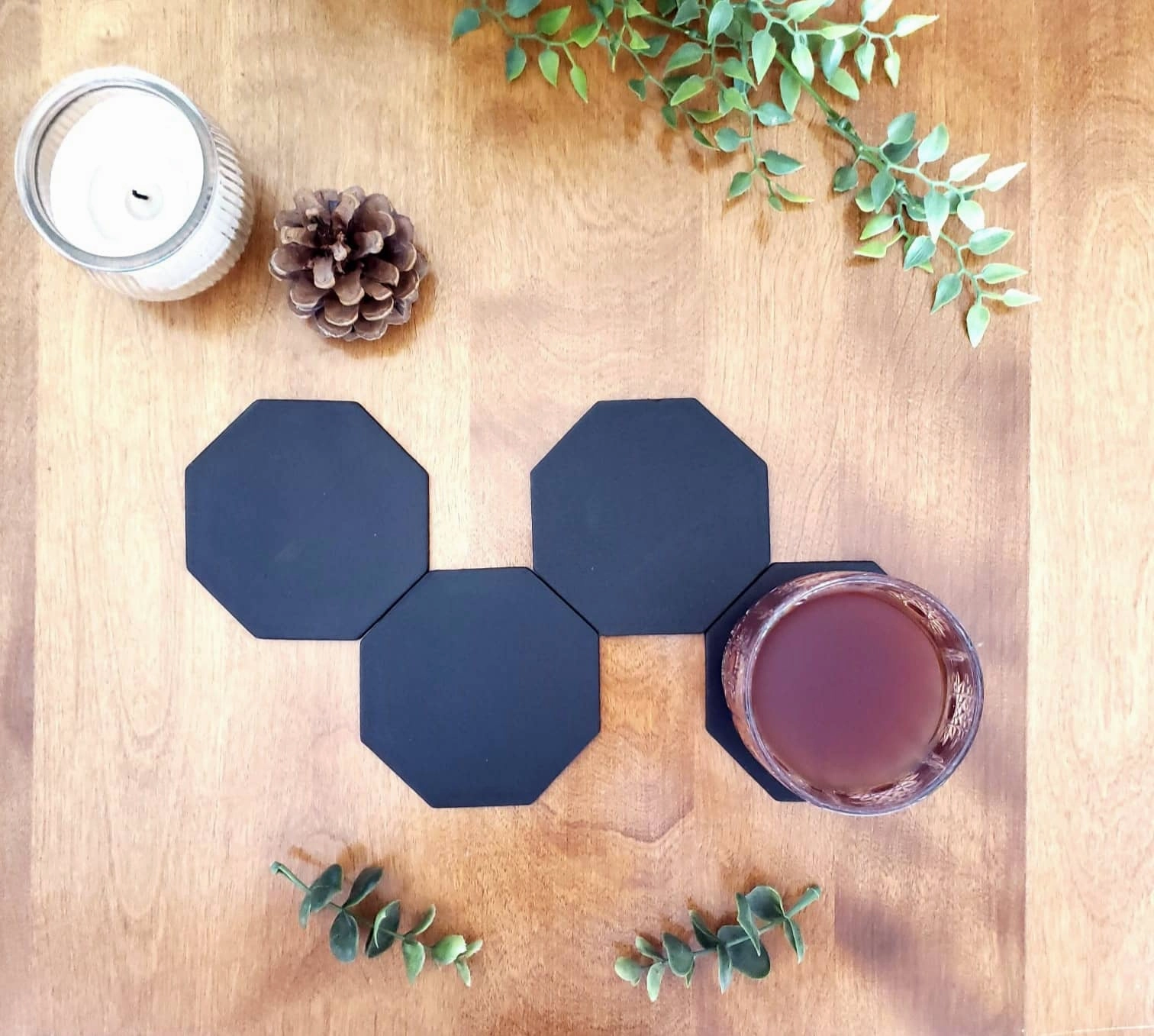 Octagon Leather Coasters - Made in Canada