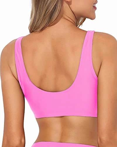 Push Up Sports Bra Bikini Top For Women's Beachwear-Light Pink