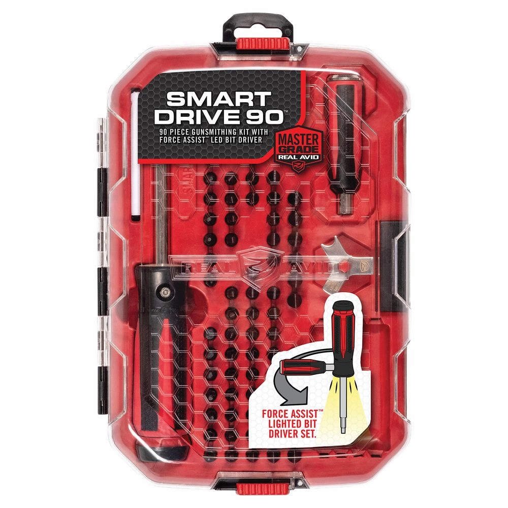 Real Avid Smart Drive 90 90-Piece Gunsmithing Kit with Force Assist LED Bit Driver