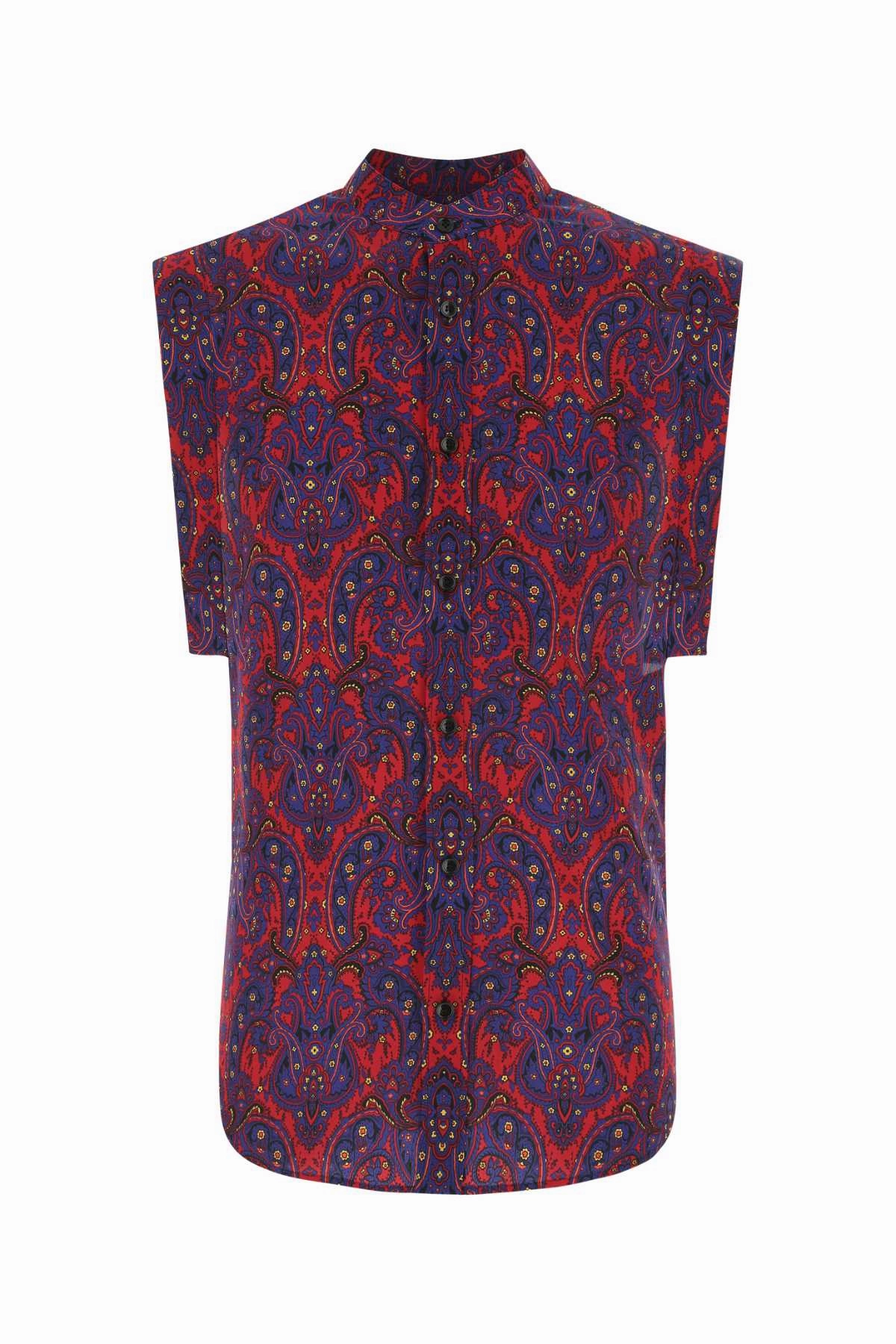 Saint Laurent All-Over Printed Sleeveless Shirt