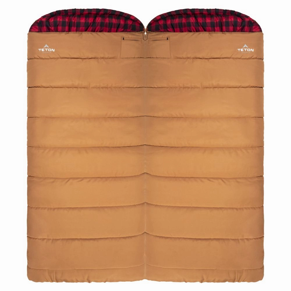 TETON Sports 1025R Deer Hunter -35 F Canvas Sleeping Bag - Right Zipper - Brown/Buffalo Plaid