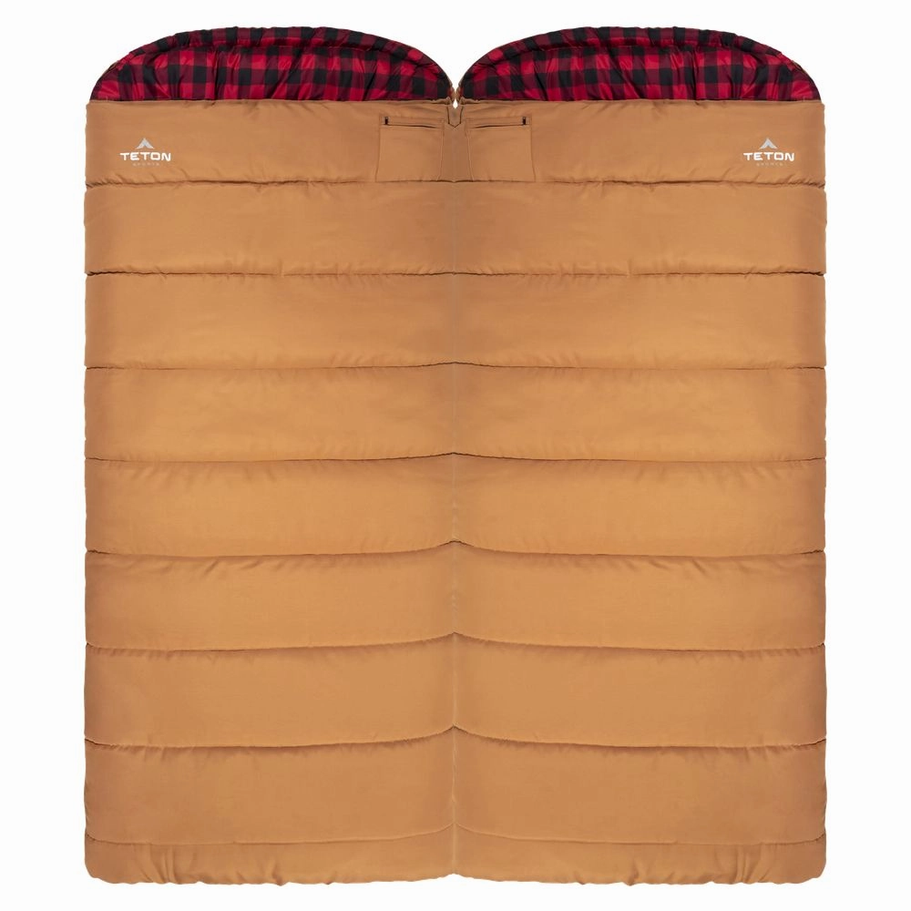 TETON Sports 1025R Deer Hunter -35 F Canvas Sleeping Bag - Right Zipper - Brown/Buffalo Plaid