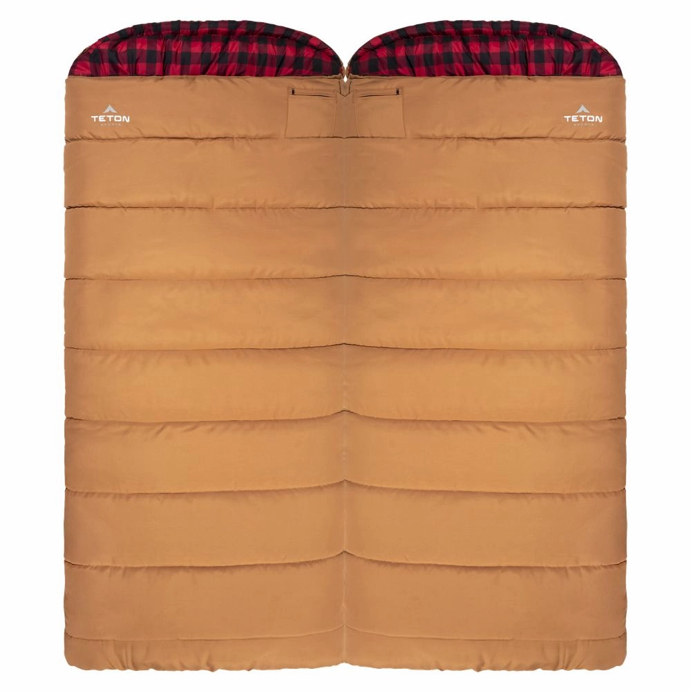 TETON Sports 1025R Deer Hunter -35 F Canvas Sleeping Bag - Right Zipper - Brown/Buffalo Plaid