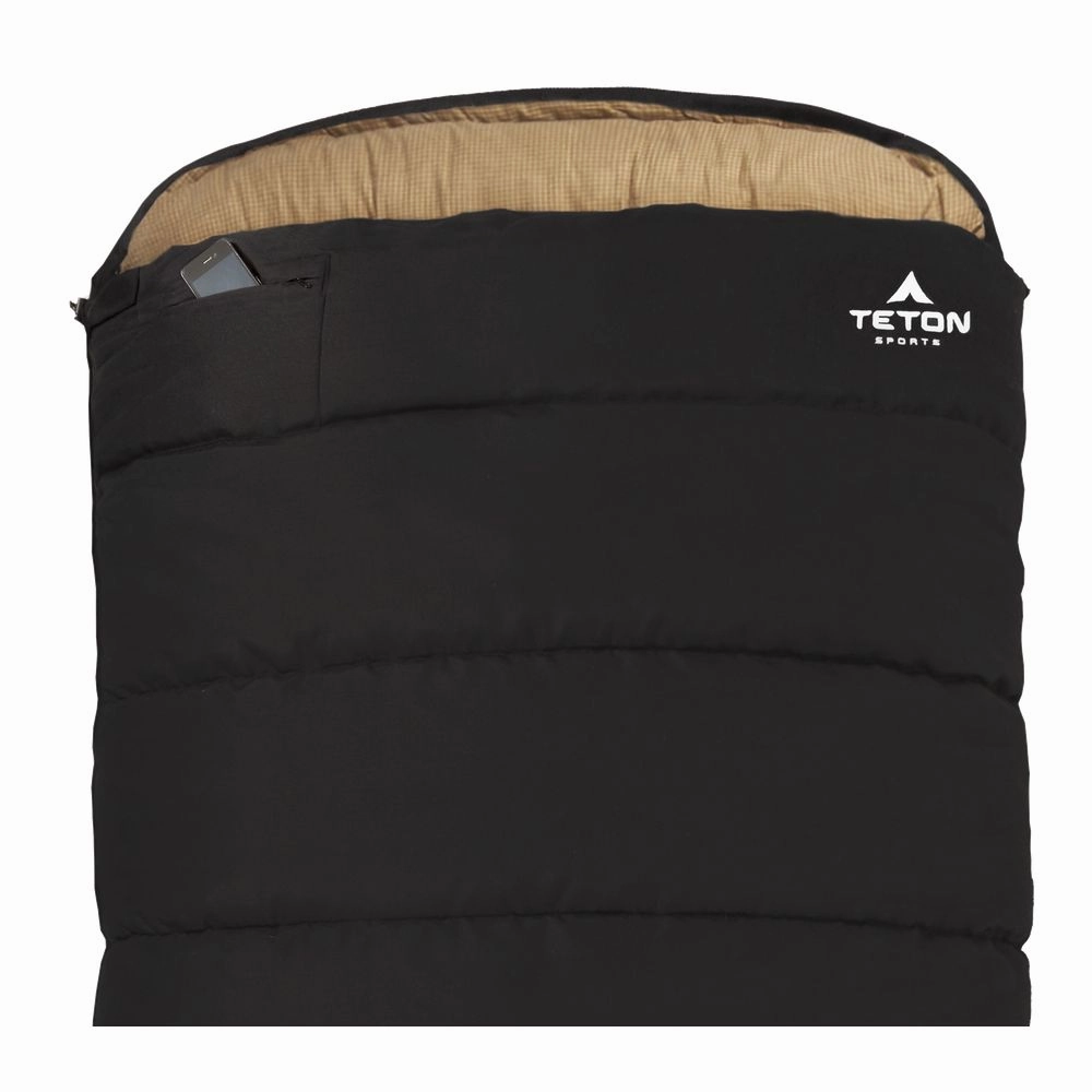 TETON Sports 1027R Deer Hunter -35 F Canvas Sleeping Bag - Right Zipper - Black/Tan