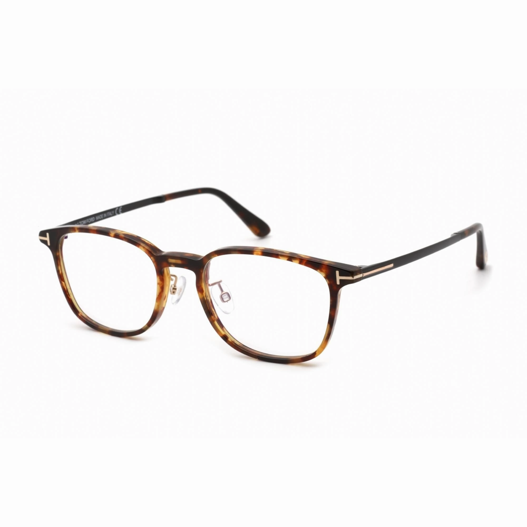 Tom Ford Men's Eyeglasses - Shiny Vintage Havana Plastic Square Frame | FT5594-D-B 056