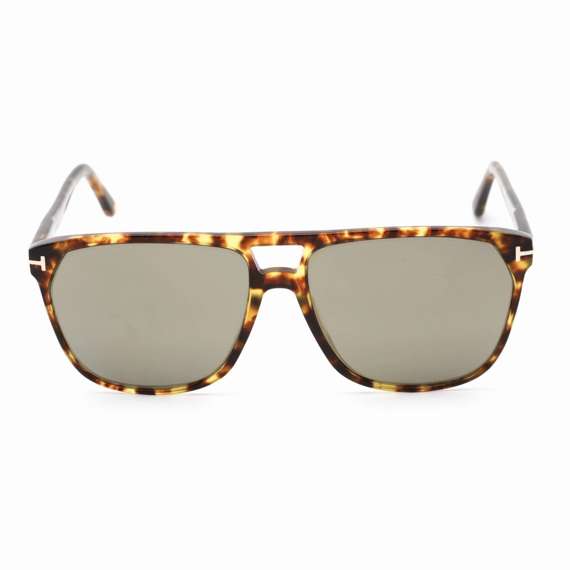 Tom Ford Men's Sunglasses - Shiny Vintage Havana Plastic Pilot Frame | FT0679 56C