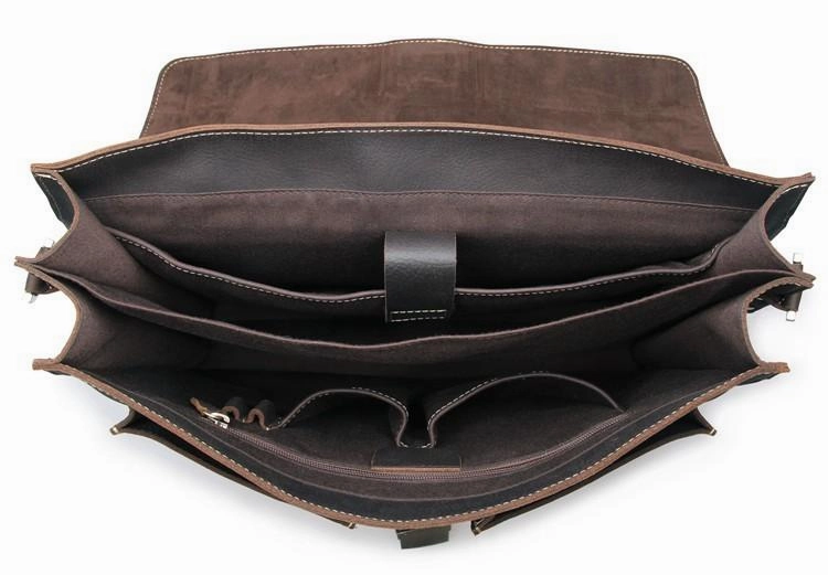 TucciPolo 7164Q Genuine Leather Men's Chocolate Briefcase Laptop Handbag