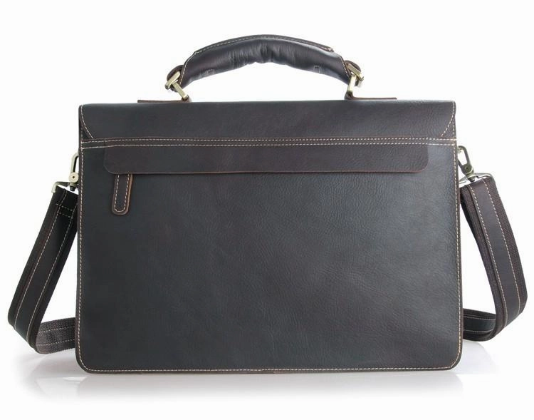 TucciPolo 7164Q Genuine Leather Men's Chocolate Briefcase Laptop Handbag