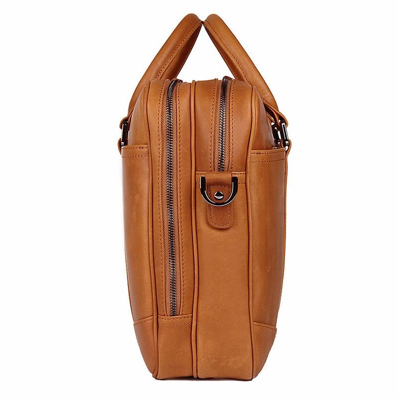 TucciPolo 7348B-2 Bright Brown Genuine Cowhide Men's Laptop Briefcase handbag