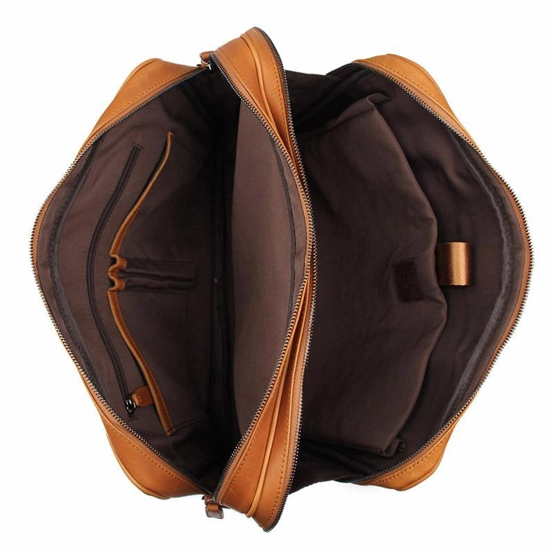 TucciPolo 7348B-2 Bright Brown Genuine Cowhide Men's Laptop Briefcase handbag