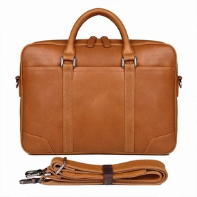 TucciPolo 7348B-2 Bright Brown Genuine Cowhide Men's Laptop Briefcase handbag