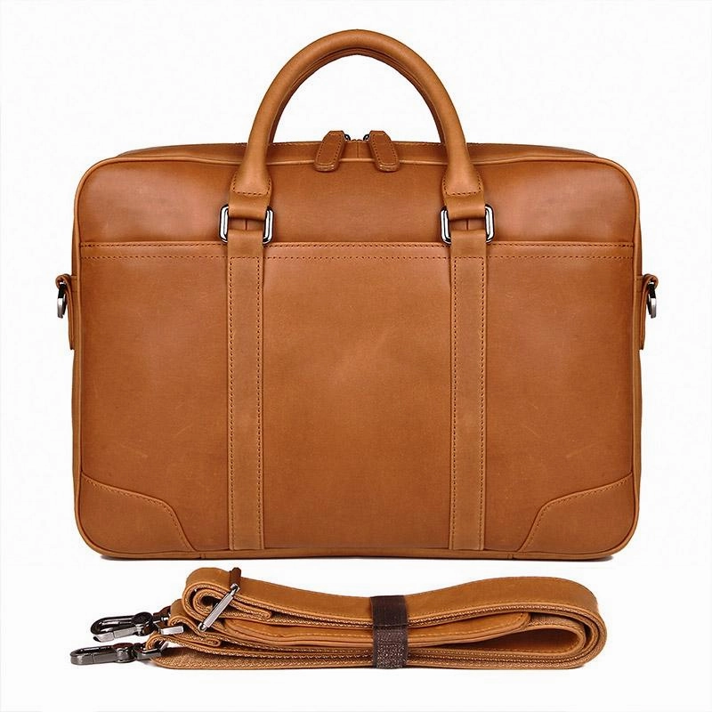 TucciPolo 7348B-2 Bright Brown Genuine Cowhide Men's Laptop Briefcase handbag