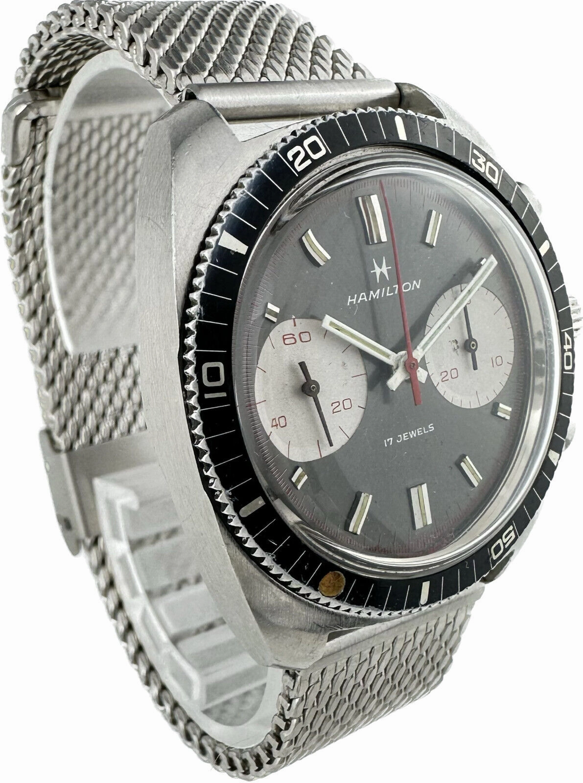 Vintage Hamilton Big Eye 647001-3 Men's Chronograph Wristwatch Valjoux 7733