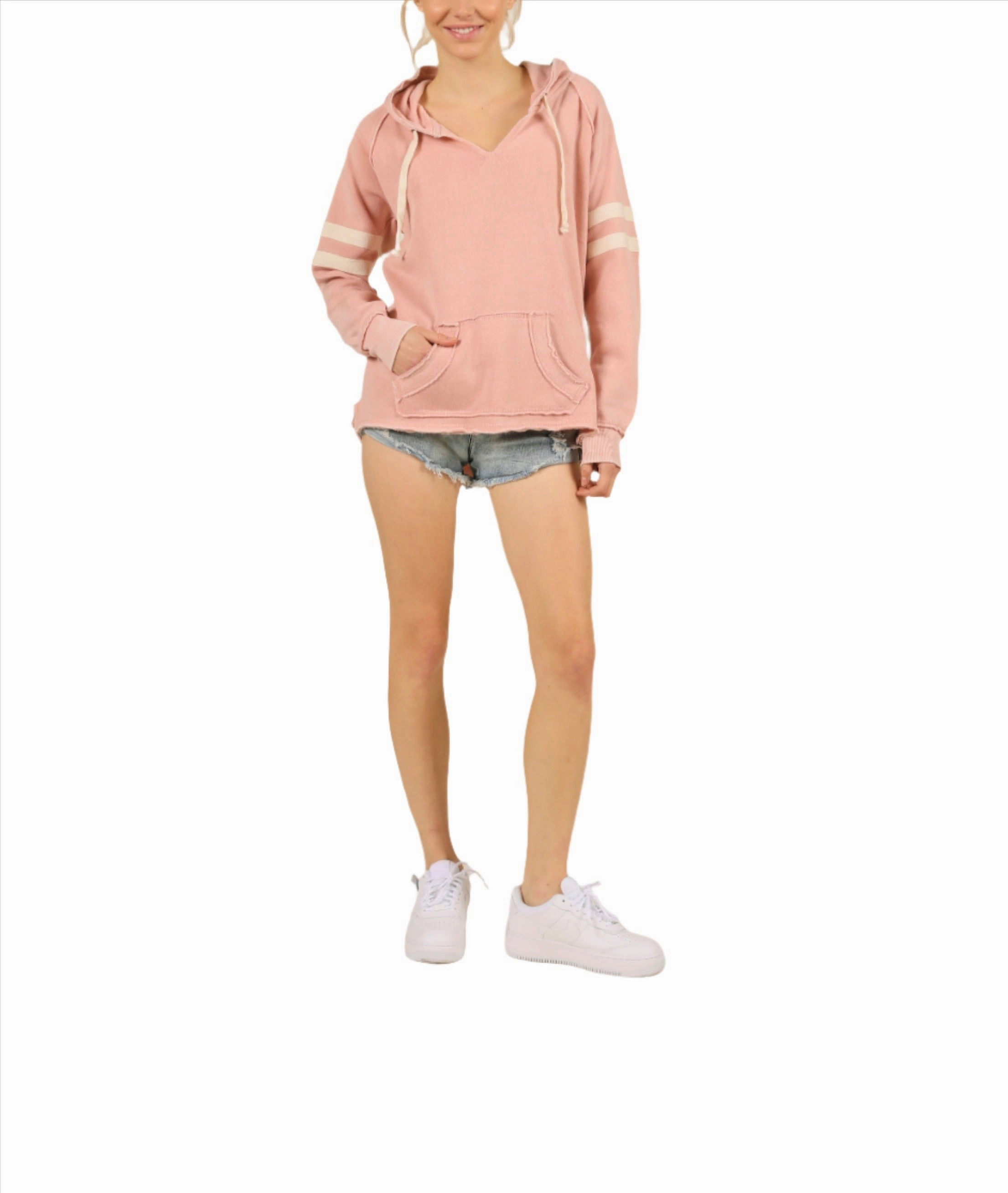 Vintage Havana/Ocean Drive Stripe Sleeve Hoodie Mystic Mauve OD2949