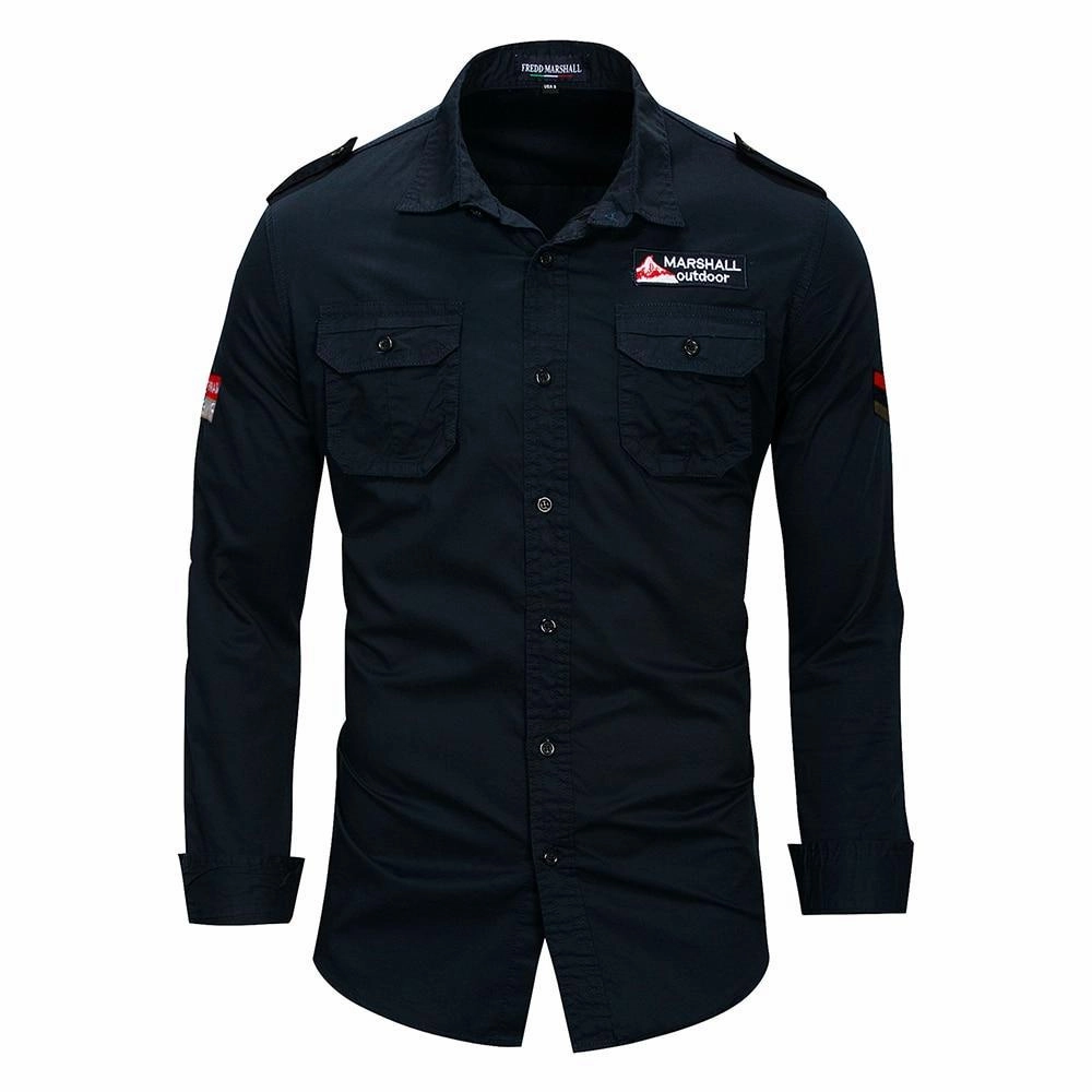 West Louis™ Cotton Military Long Sleeve Shirt