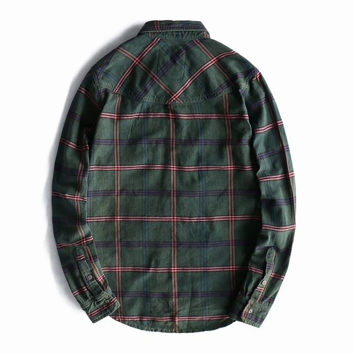 West Louis™ Plaid Washed Distressed Lapel Versatile Shirt