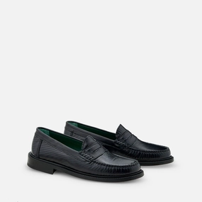 Yardee Mocassin Loafer Black Lizard Pattern